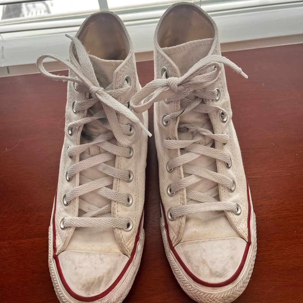 High-Top Canvas Sneakers with Red Accents